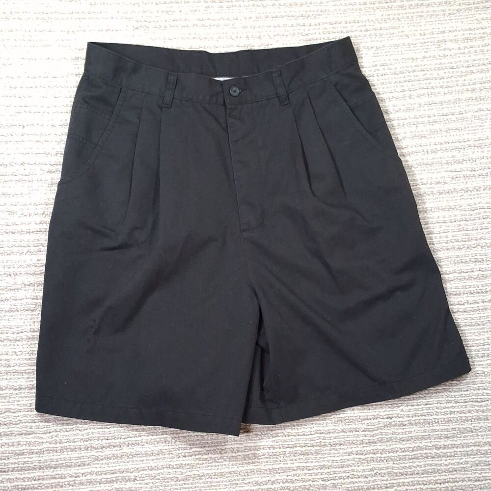 Premier International Women's Black Shorts Size 14 Poly Cotton Pleated Casual
